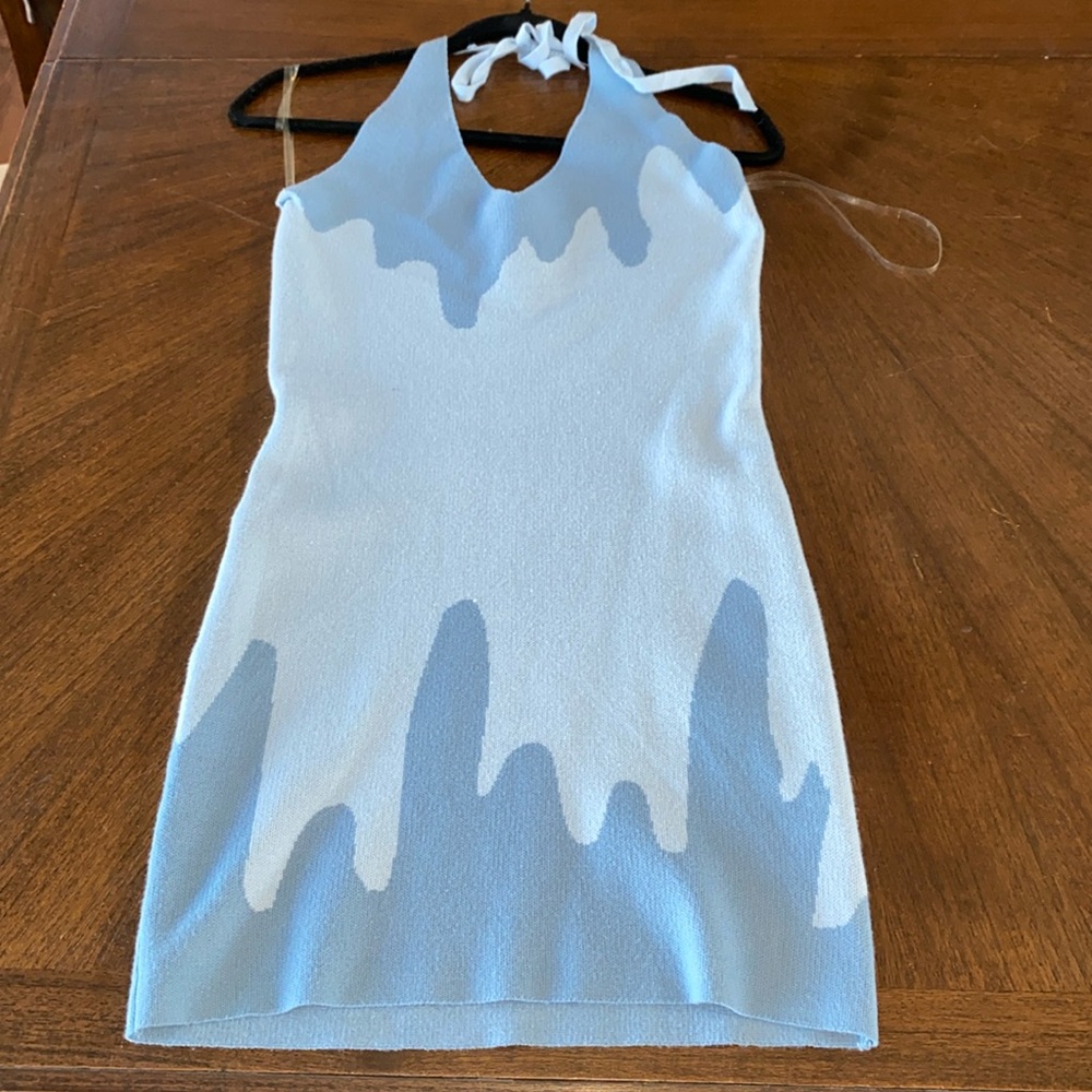 Backless Dress, blue blush, SIZE M, short
